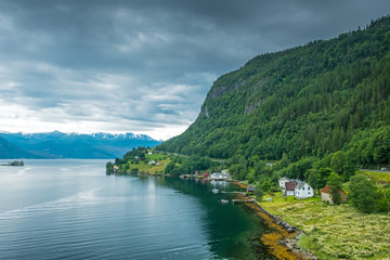 Obraz na płótnie Canvas natural Hardangerfjord fjord landscape of norway