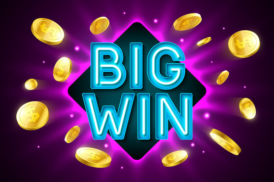 Big Win banner for gambling casino games, bingo or lottery