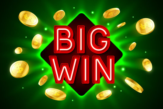 Big Win banner for gambling casino games, bingo or lottery