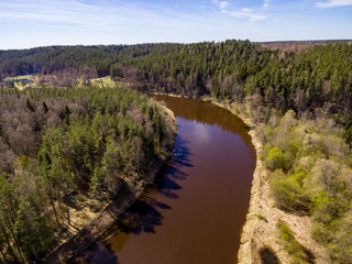 Fototapeta na wymiar drone image. aerial view of river Gauja