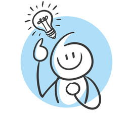 Blaue Strichfigur hat die Lösung gefunden