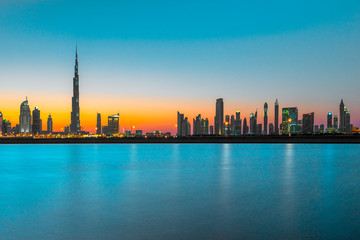 Dubai skyline at dusk