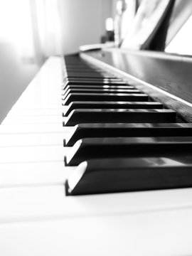 Closeup piano keyboard. Favorite classical music instrument.