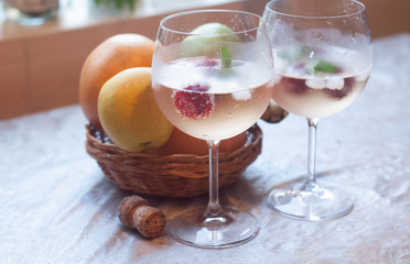 Strawberry in champagne