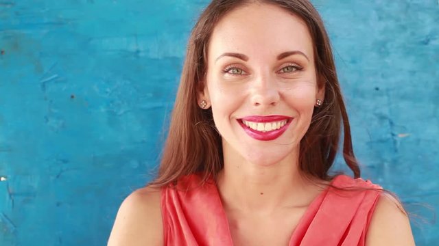 beautiful woman showing facial expressions