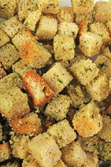 Croutons crouton closeup texture studio photo.