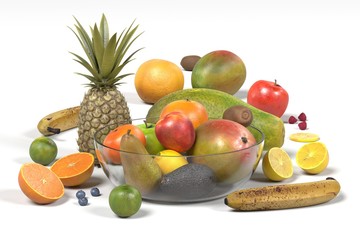 realistic 3d render of fruit collection