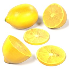 realistic 3d render of lemon on white backround