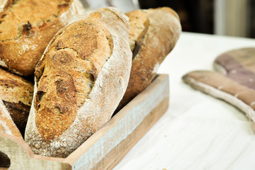 Mixed rye-wheat whole grain homemade sourdough bread