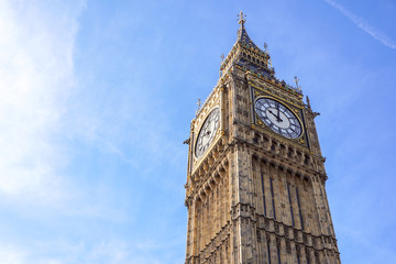 Fototapeta na wymiar Big Ben Elizabeth tower clock face, Palace of Westminster, London, UK