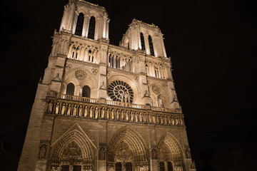Notre dame by night. Paris, France.