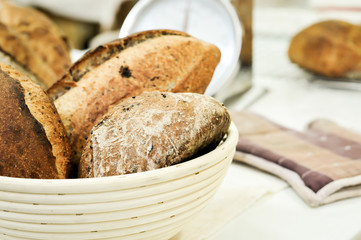 Mixed rye-wheat whole grain homemade sourdough bread