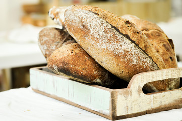 Mixed rye-wheat whole grain homemade sourdough bread