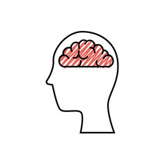 head with brain organ icon over white background. colorful desing. vector illustration
