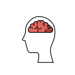 head with brain organ icon over white background. colorful desing. vector illustration