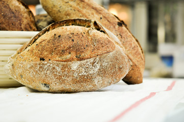 Mixed rye-wheat whole grain homemade sourdough bread
