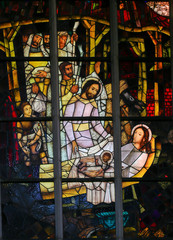 Obraz na płótnie Canvas Stained Glass - Nativity Scene at Christmas