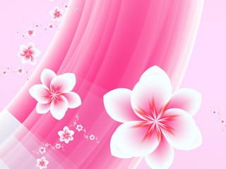 Abstract fractal light flowers on a pink background