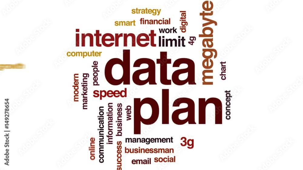 Poster data plan animated word cloud, text design animation.
