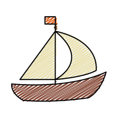 sailboat icon over white background. colorful design. vector illustration