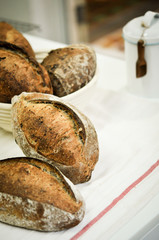 Mixed rye-wheat whole grain homemade sourdough bread
