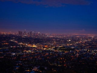 sunset at hollywood hill in los angeles, california, usa.