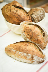 Mixed rye-wheat whole grain homemade sourdough bread