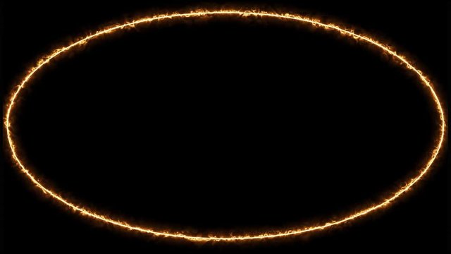 Yellow Electric Ellipse Frame On Dark Background ( 4 K )