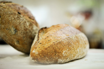 Mixed rye-wheat whole grain homemade sourdough bread