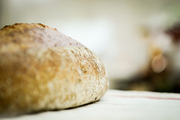Mixed rye-wheat whole grain homemade sourdough bread
