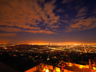 Fototapeta premium beautiful view of Los Angeles city on sunset time