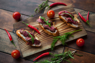 Delicious food, which is useful rustic wooden background