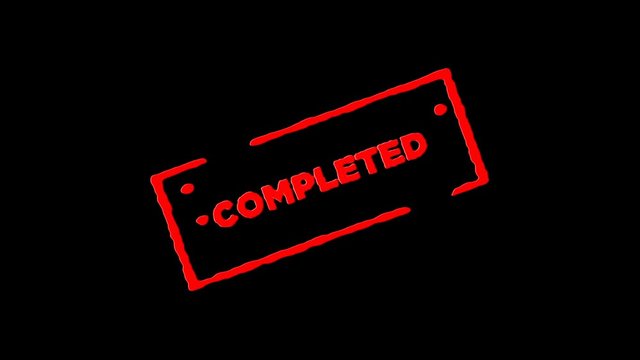 Red rubber ink stamp Completed signed zoom in and zoom out with alpha channel transparency backgrounds (4K)