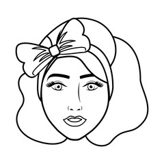 young woman with bow pop art character vector illustration design