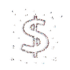 People walking in dollar .3D illustration.