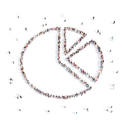 People walking in diagram .3D illustration.