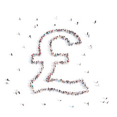 People walking in GBP .3D illustration.