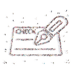 People walking in Questionnaire .3D illustration.