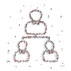 People walking in hierarchy .3D illustration.