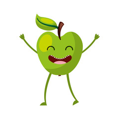 apple fresh fruit kawaii character vector illustration design
