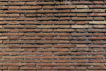 aged grunge red brick wall texture as background