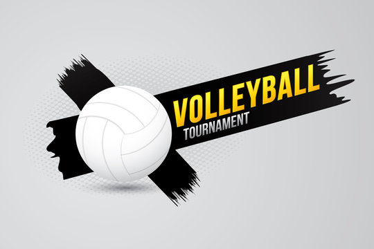Volleyball tournament badge design with ball.