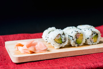Japanese food Sushi Roll Maki of Salmon and avocado