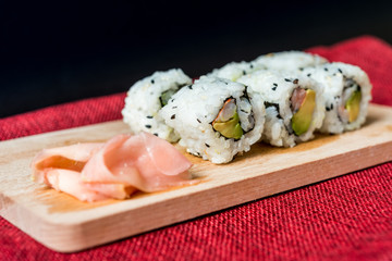 Japanese food Sushi Roll Maki of Salmon and avocado