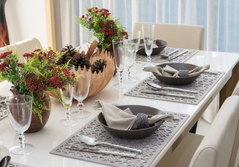 served with a plate on the table in luxury dinning room