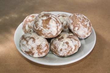 Gingerbread cookies on white plate