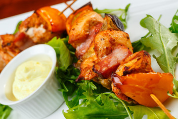 shish kebab on skewers