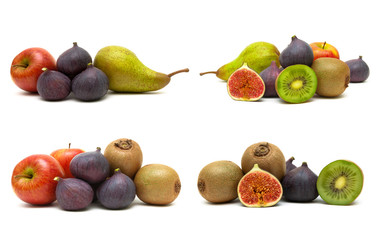 Fototapeta na wymiar Figs and other fruits on a white background.