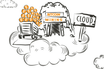Strichzeichnung - Bitcoin mining