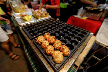 Fried Takoyaki Ball Dumplings at market